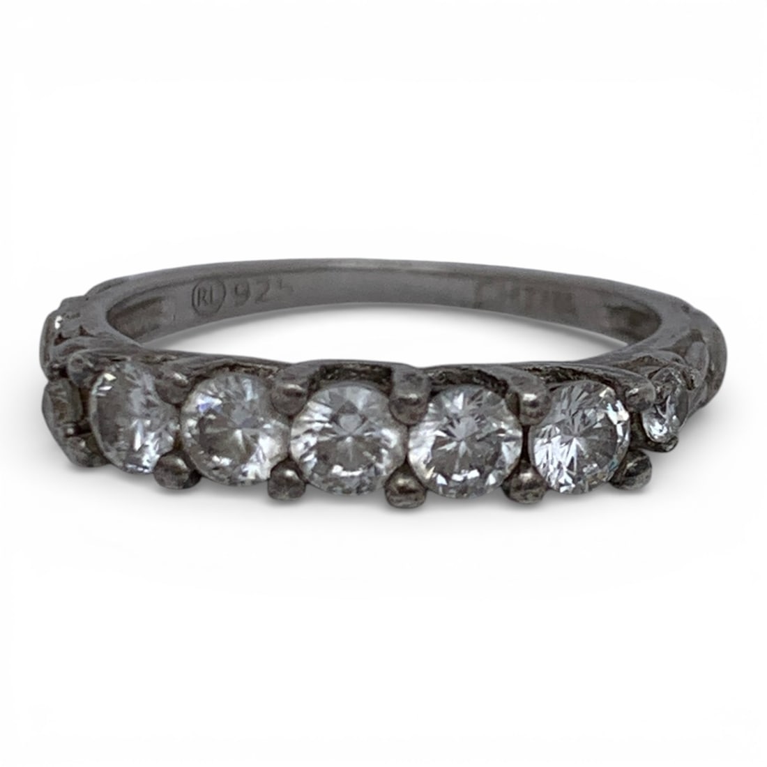 Sterling Silver Ring With Clear Stones - 5