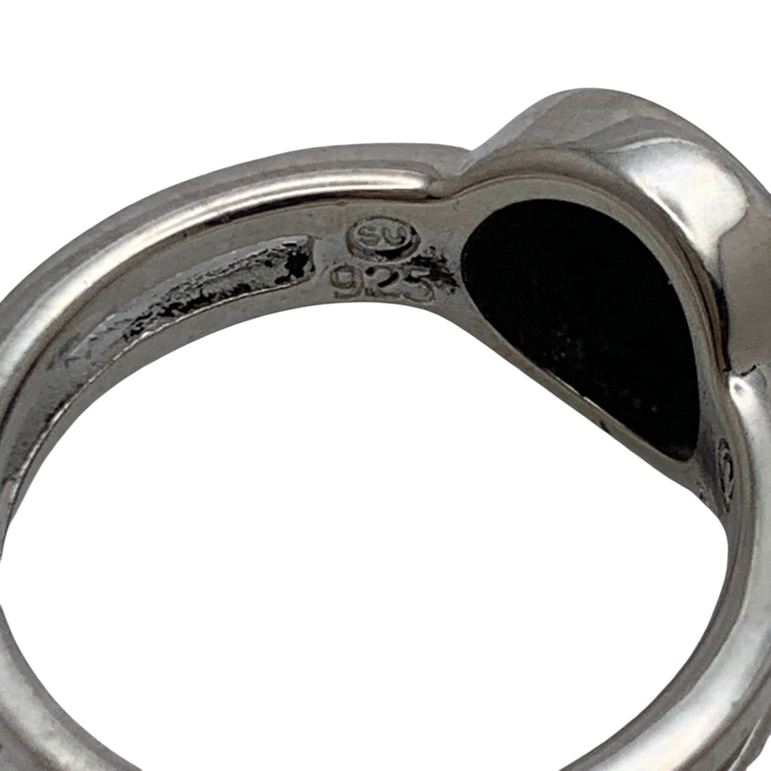 Sterling Silver & Black Stone Ring - 6