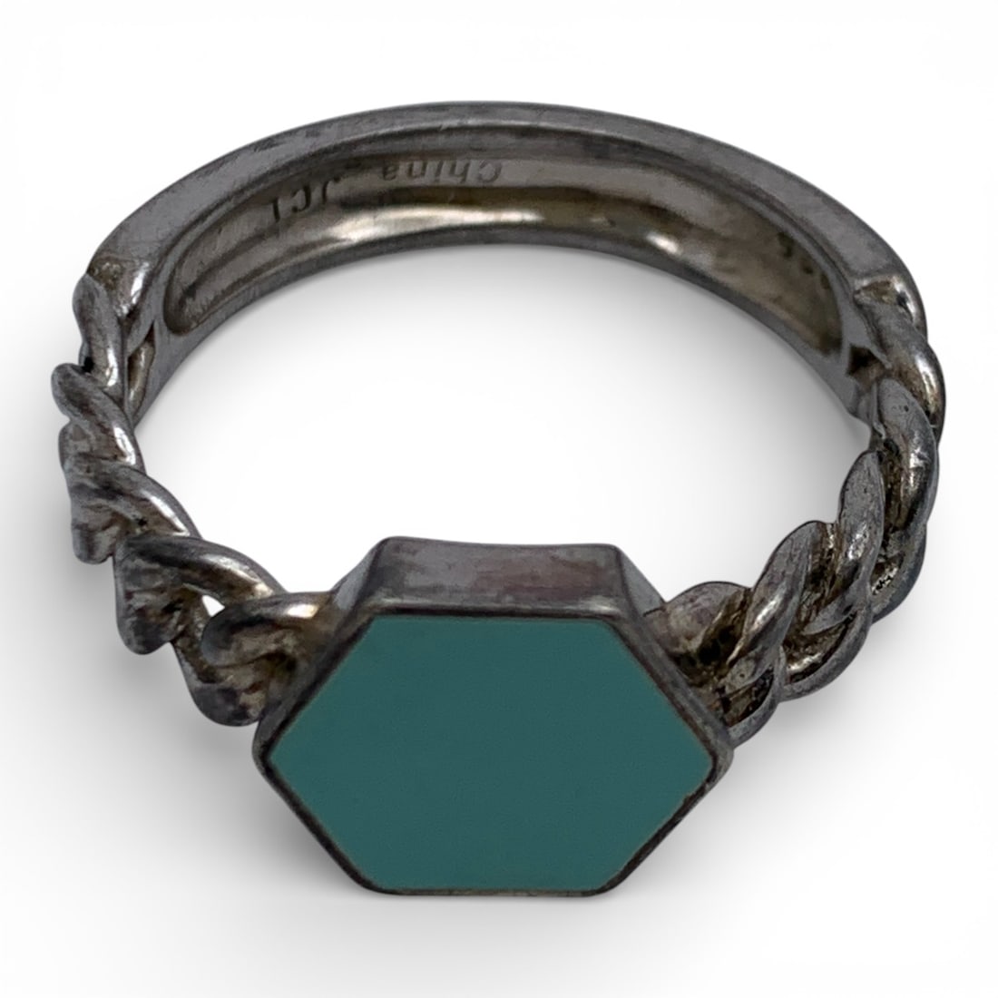 Sterling Silver & Blue Stone Ring - 5