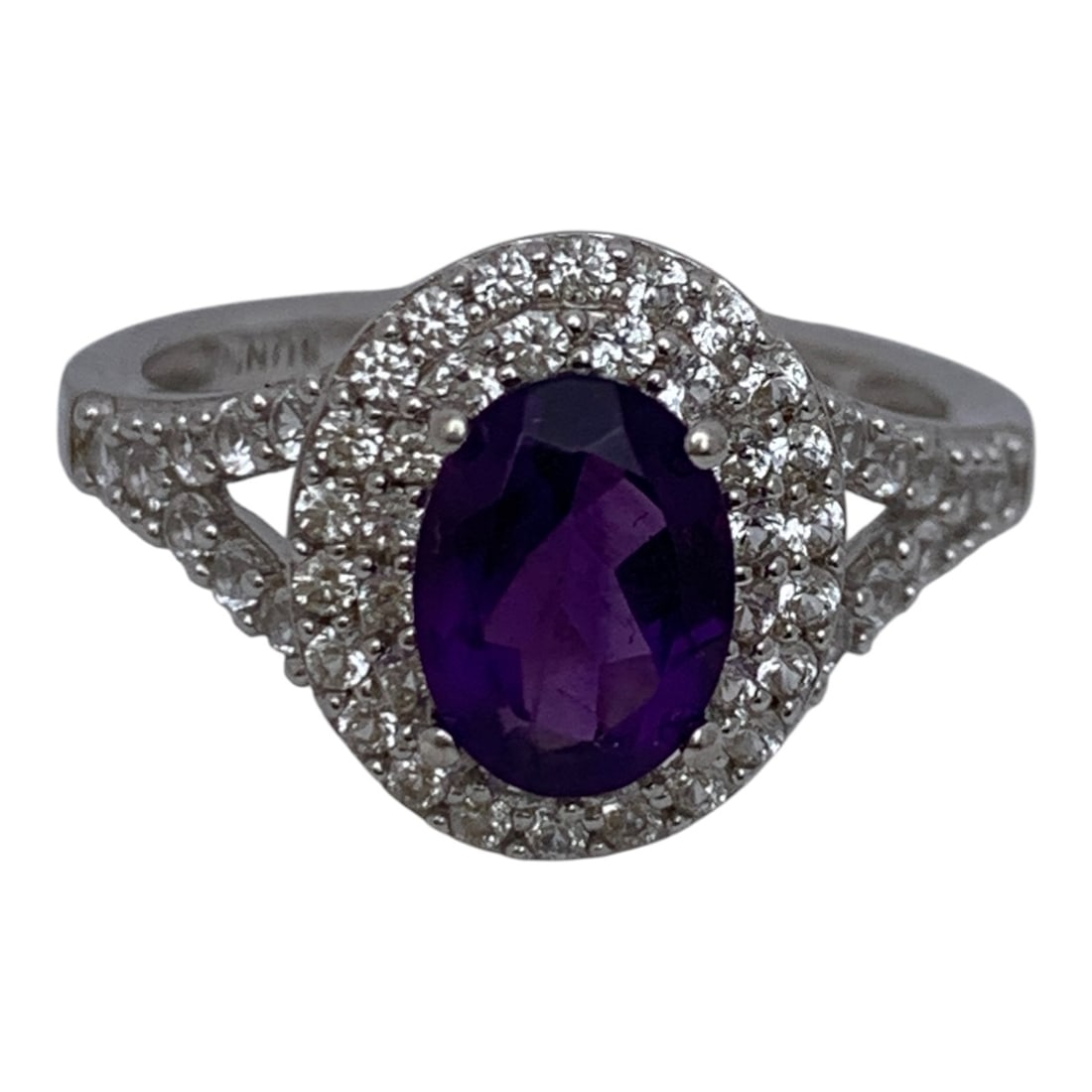 Sterling Silver Ring With Purple & Clear Stones (1 of 6)