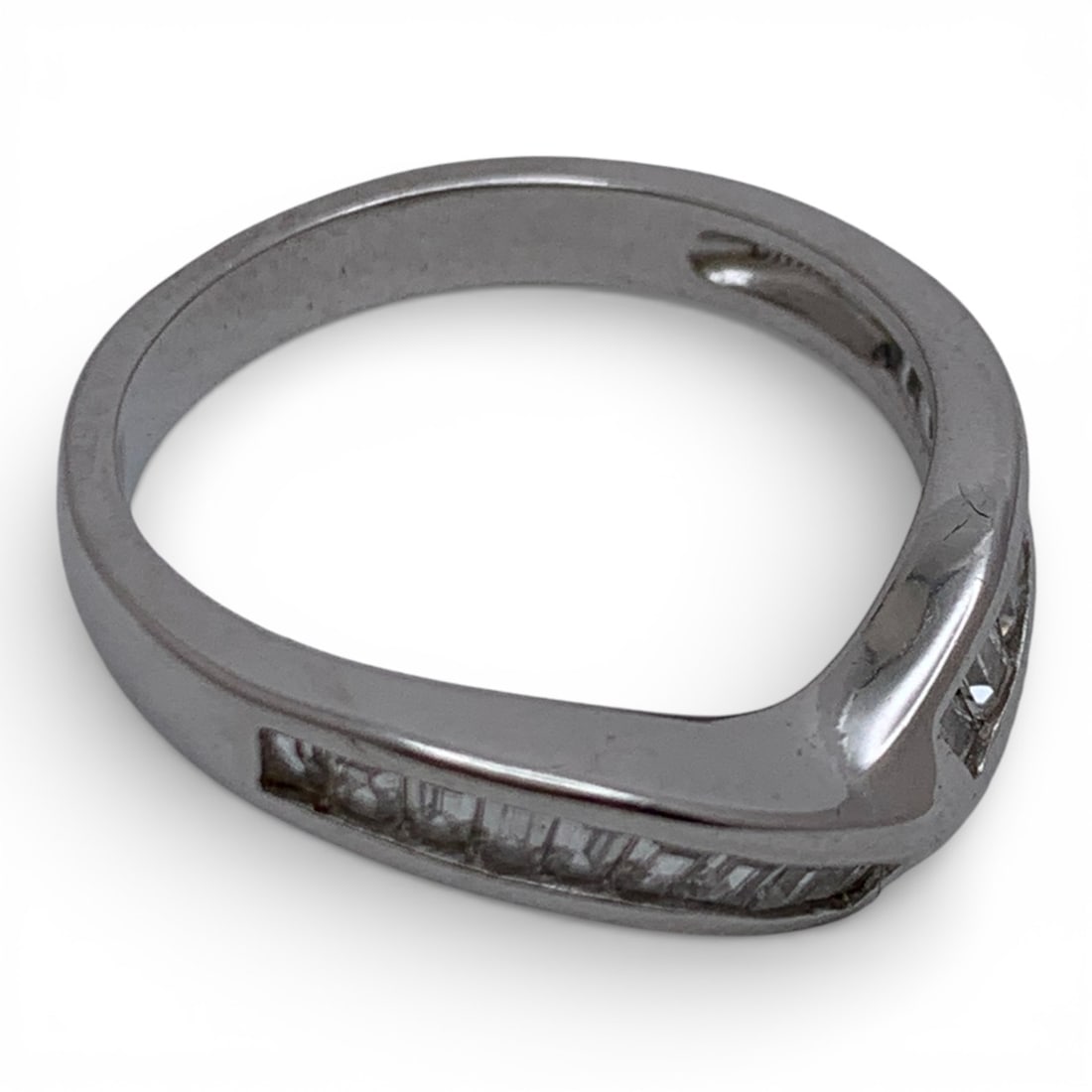 Sterling Silver Ring With Clear Stones - 9