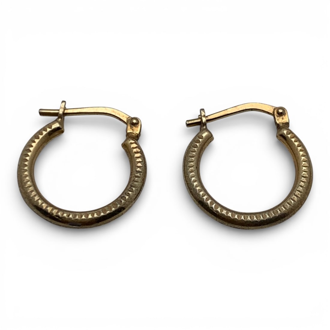 Pair Of Sterling Gold Tone Hoop Earrings: Marked 925 - 5/8" Long - 0.8 Grams