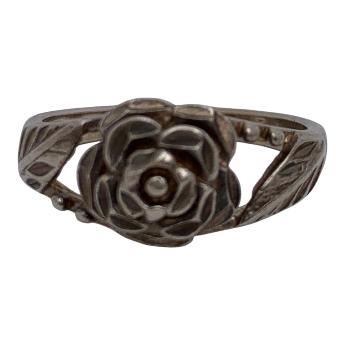 Sterling Silver Rose Design Ring: Marked 925 - Size 6.75 - 2.9 Grams