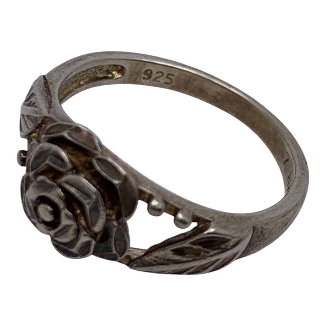 Sterling Silver Rose Design Ring - 3