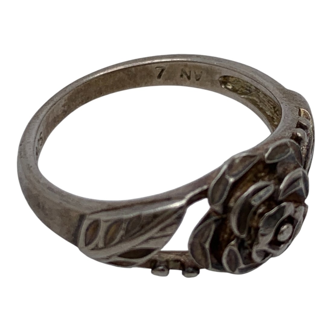 Sterling Silver Rose Design Ring - 4