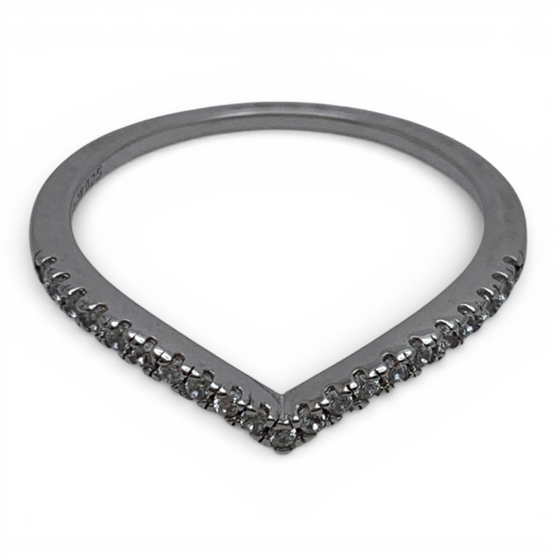 Sterling Silver Ring With Clear Stones - 5