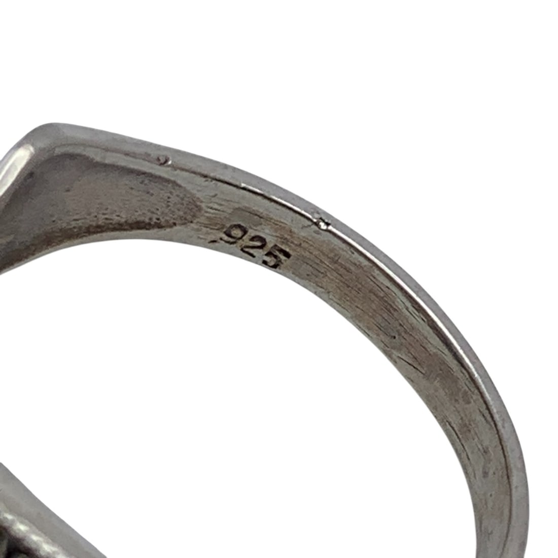 Sterling Marcasite & Blue Stone Ring - 6