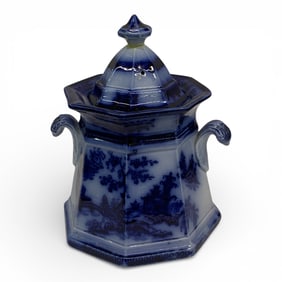 J. Wedgwood Chapoo Ironstone Flow Blue Sugar Bowl