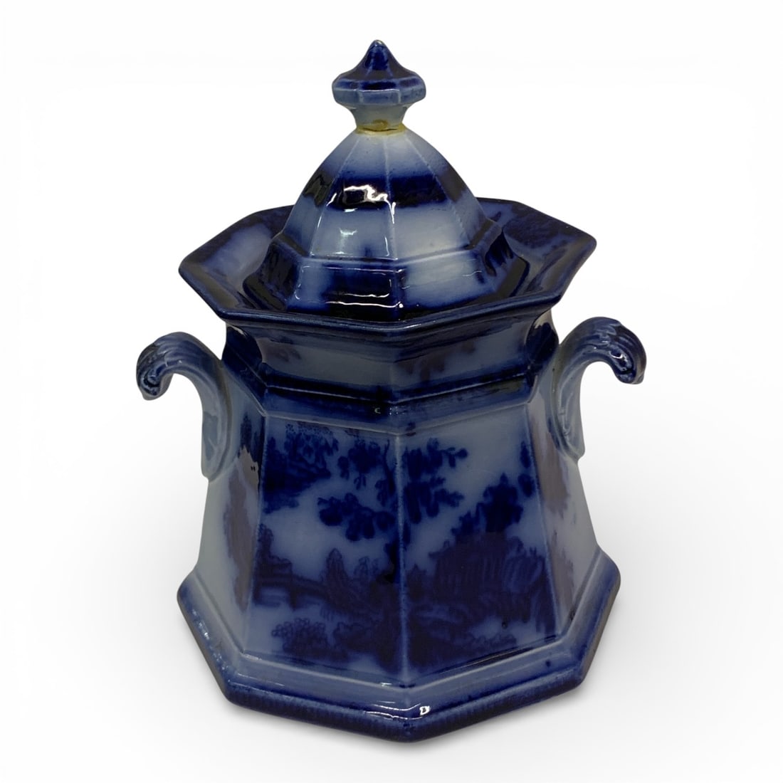 J. Wedgwood Chapoo Ironstone Flow Blue Sugar Bowl - 3