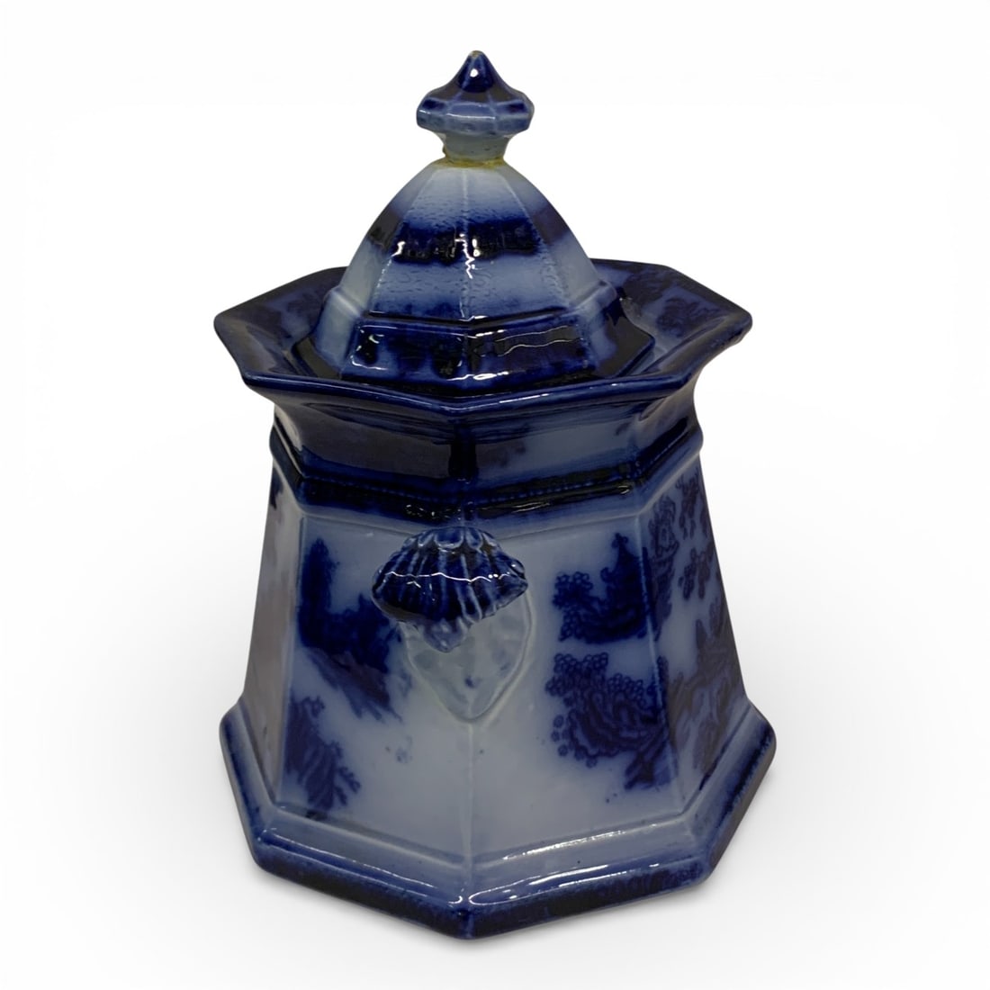 J. Wedgwood Chapoo Ironstone Flow Blue Sugar Bowl - 4