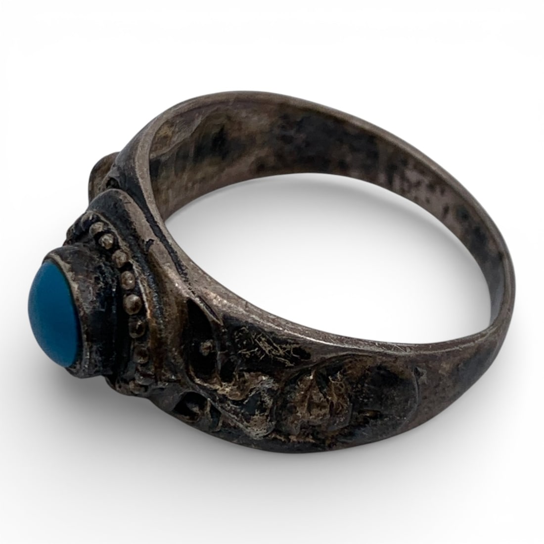 Sterling Silver & Blue Stone Ring - 3