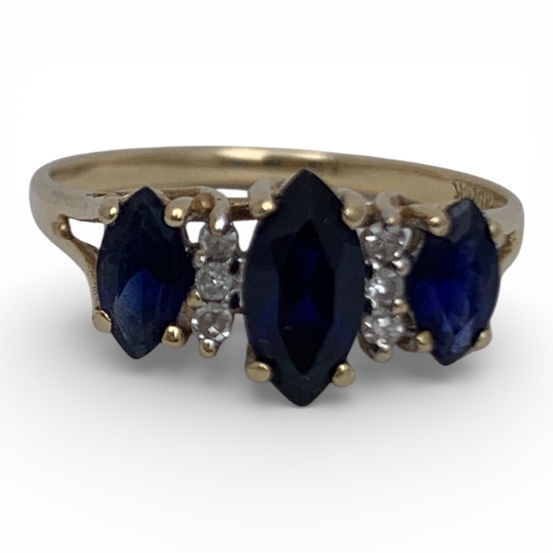 14k Yellow Gold Diamond & Sapphire Ring: Marked 14k - Size 7 - 1.4 DwtGemstones Tested With Presidium Gem Tester Il - Berners Does Not Guarantee Authenticity Of Gemstones