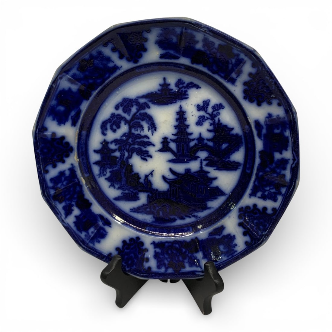 W. Adams & Sons Tonquin Flow Blue Ironstone Plate (1 of 4)