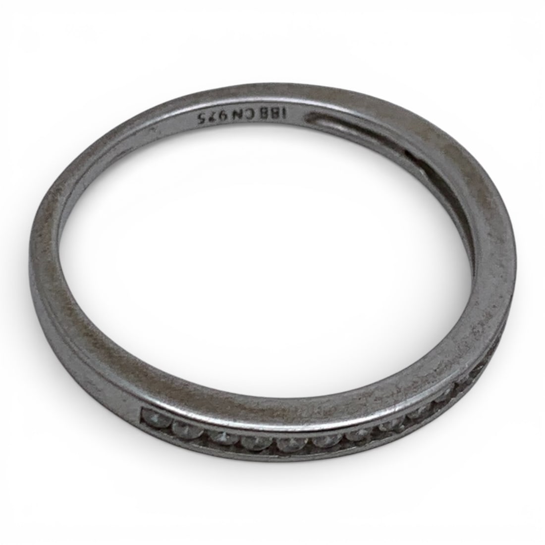 Sterling Silver Ring With Clear Stones - 10