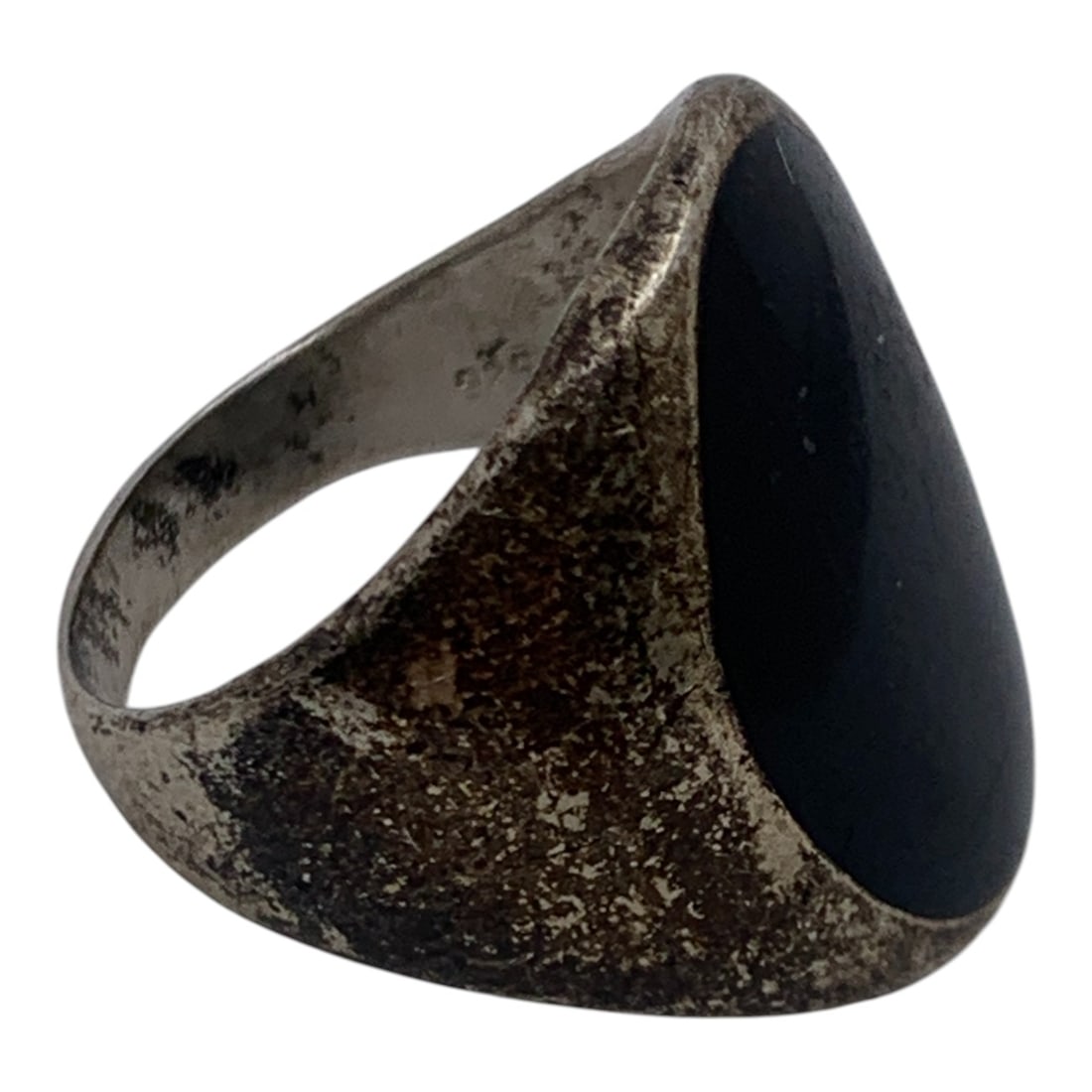 Sterling Silver & Black Stone Ring - 4