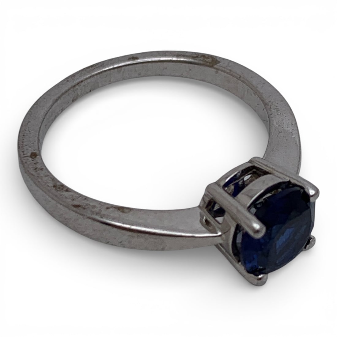 Sterling Silver & Blue Stone Ring - 4