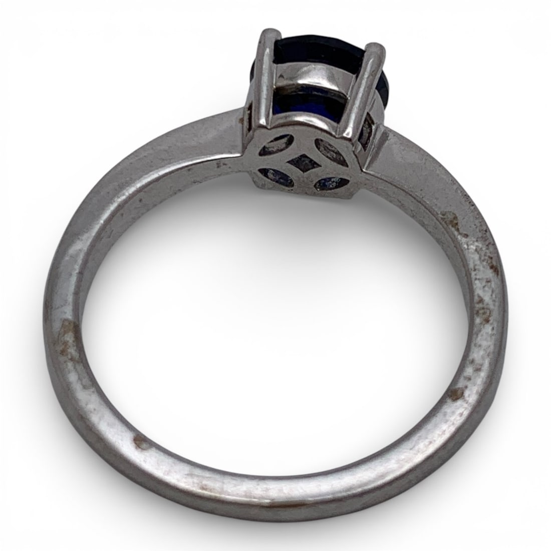 Sterling Silver & Blue Stone Ring - 5