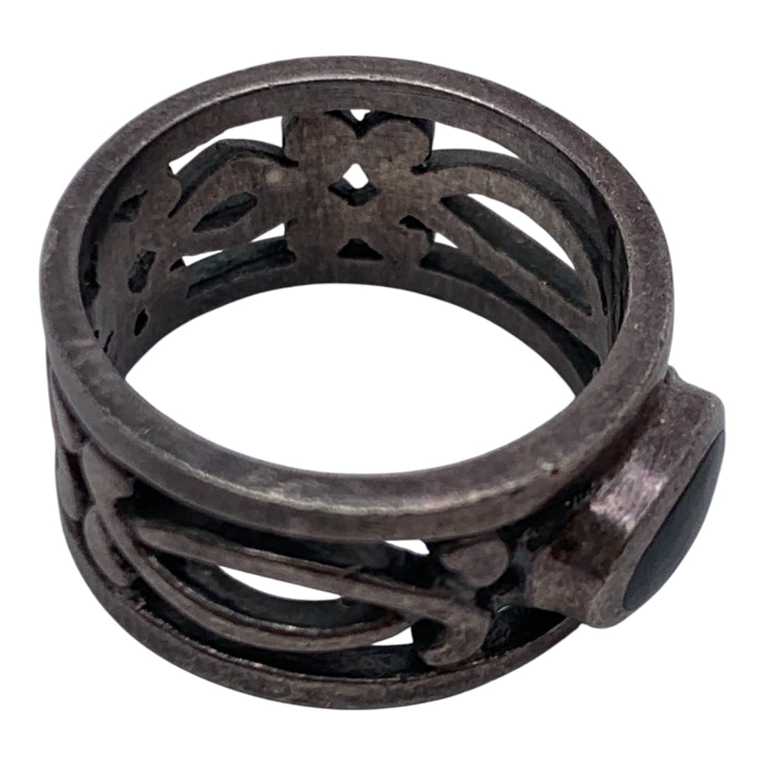 Sterling Silver & Black Stone Ring - 4