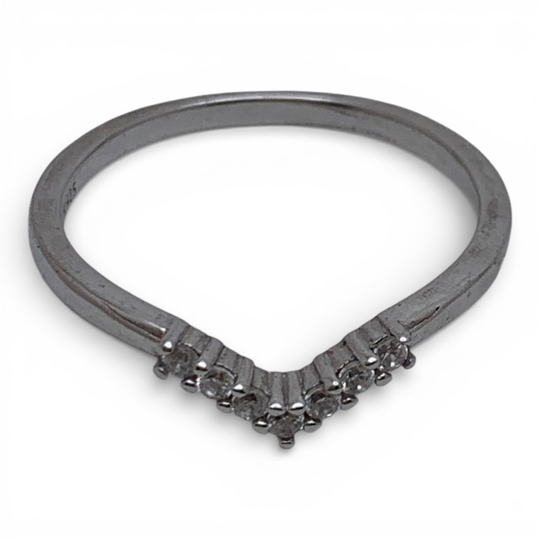 Sterling Silver Ring With Clear Stones - 17