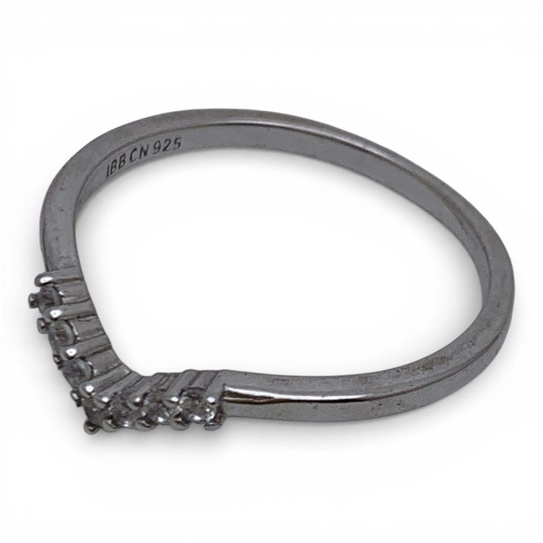 Sterling Silver Ring With Clear Stones - 3