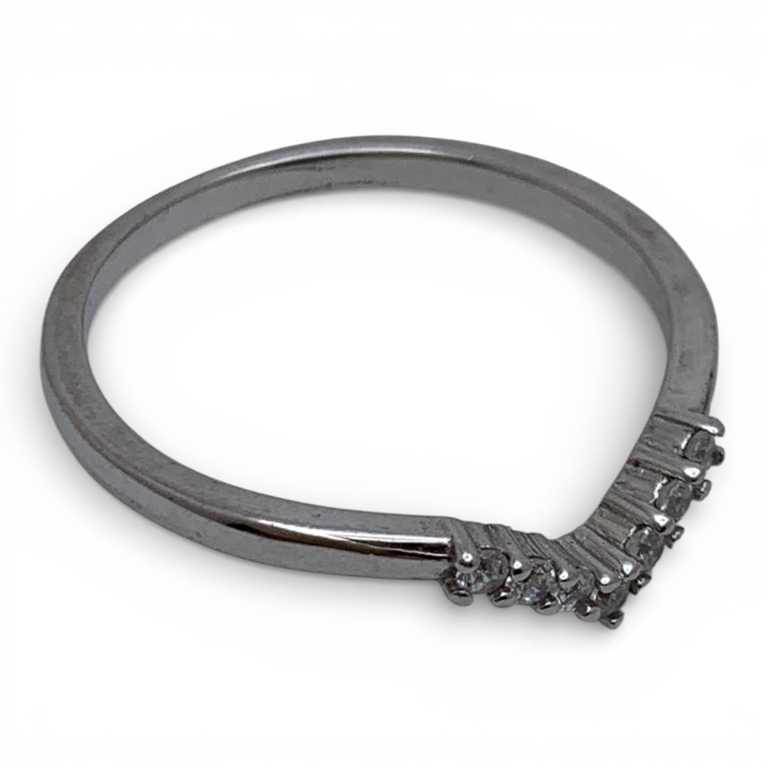 Sterling Silver Ring With Clear Stones - 4