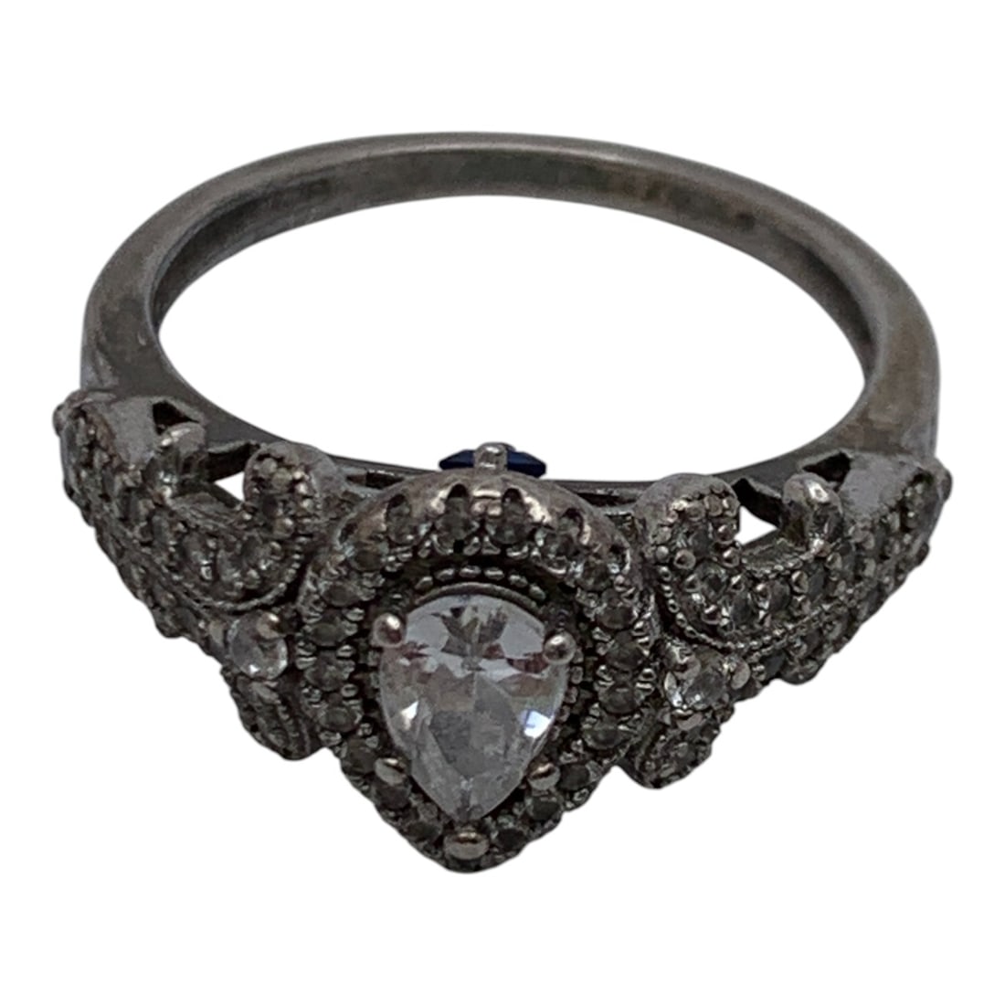 Sterling Silver Ring With Clear Stones - 5