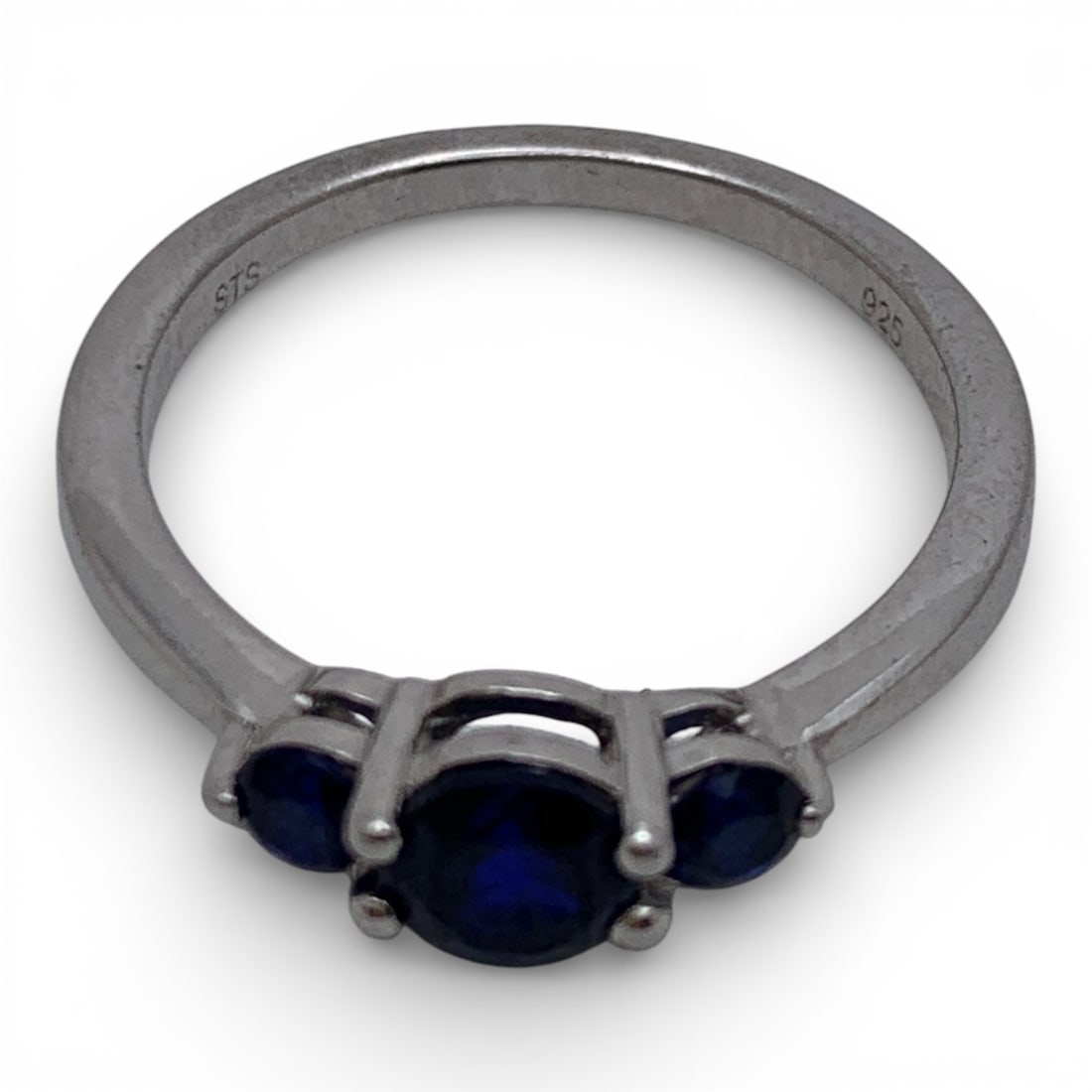 Sterling Silver Ring With Blue Stones - 20