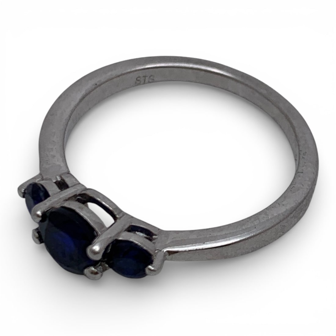 Sterling Silver Ring With Blue Stones - 8