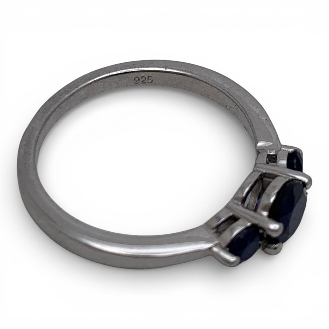 Sterling Silver Ring With Blue Stones - 9