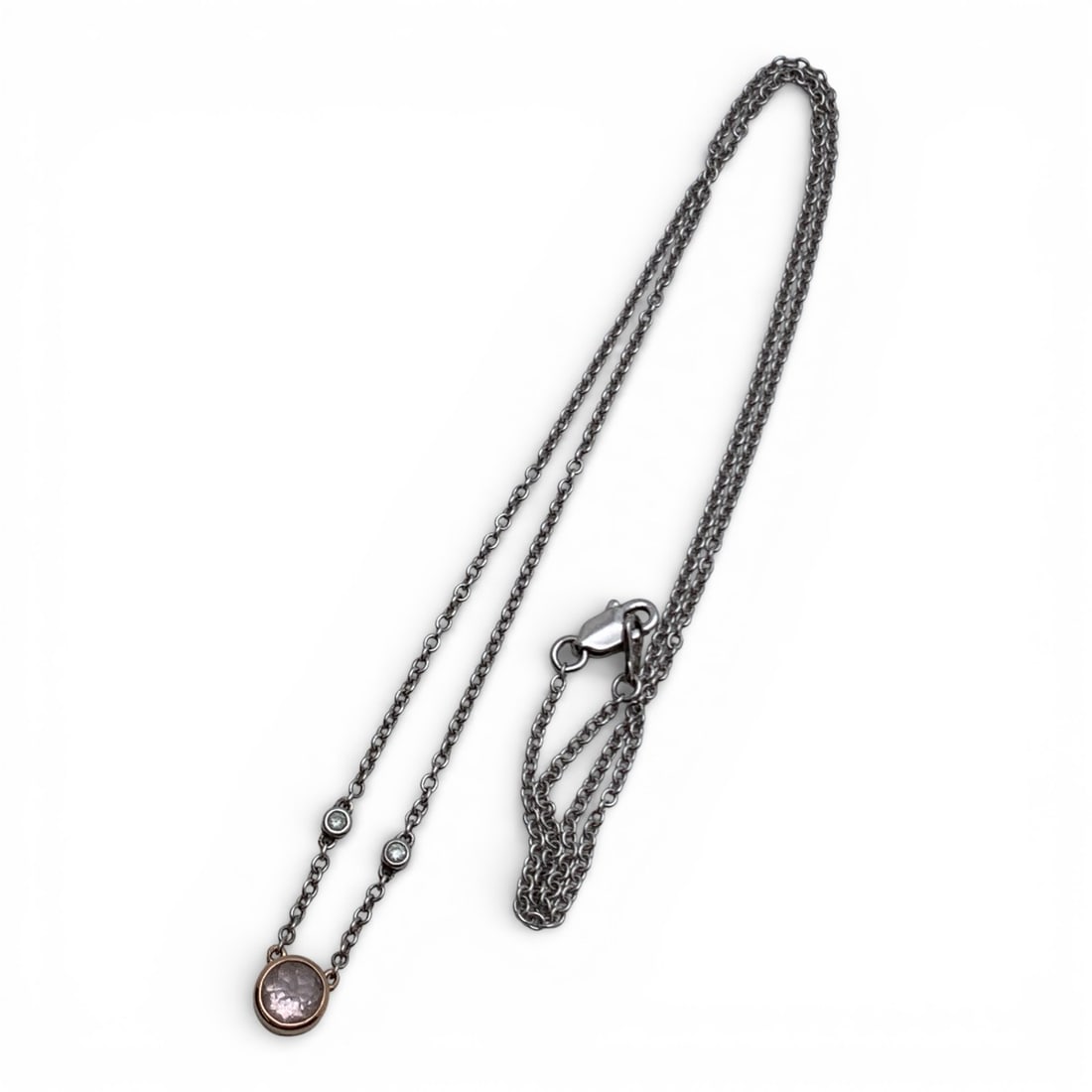 Sterling Silver Necklace With Clear Stone: Marked 925 - 18" Long - 2.7 Grams