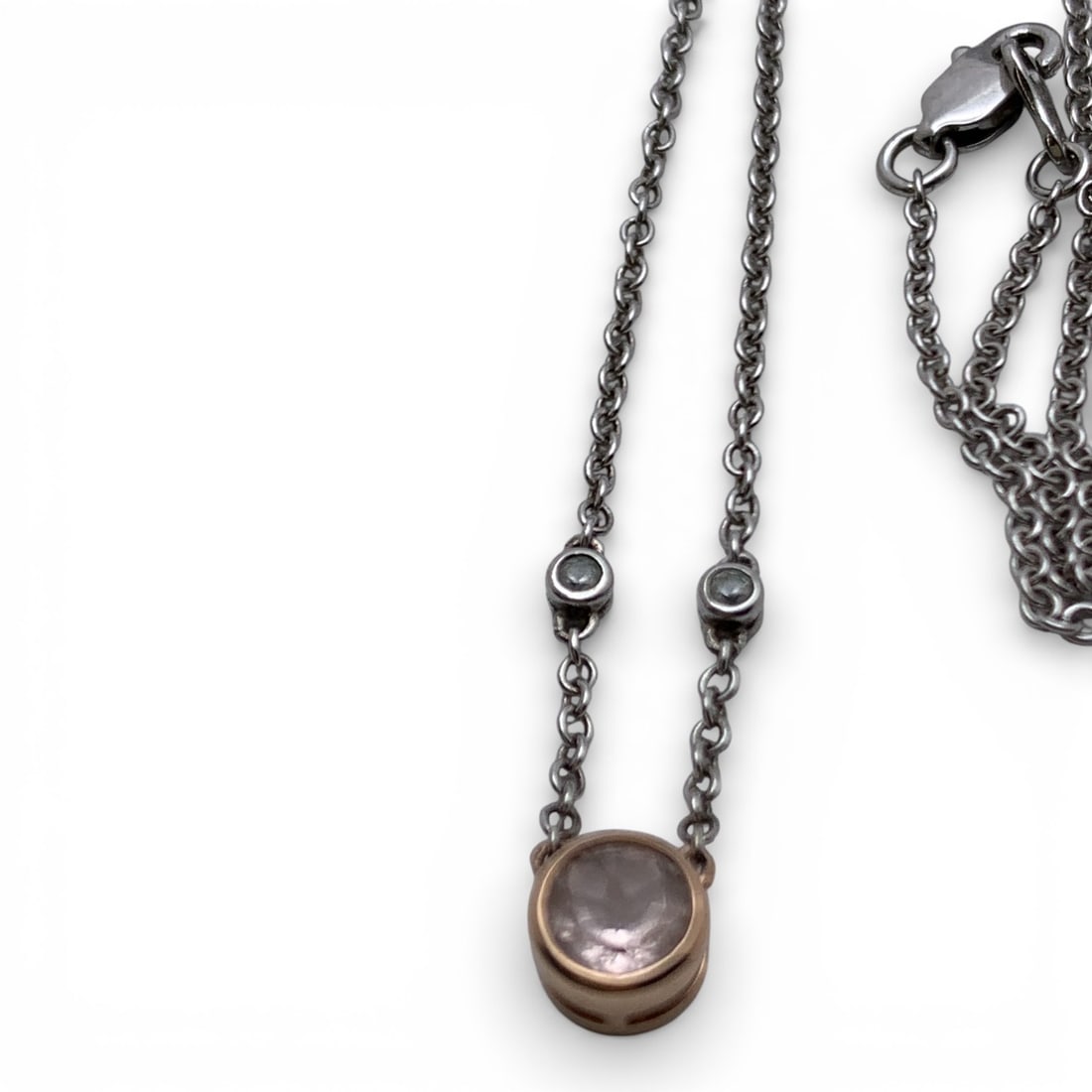 Sterling Silver Necklace With Clear Stone - 2