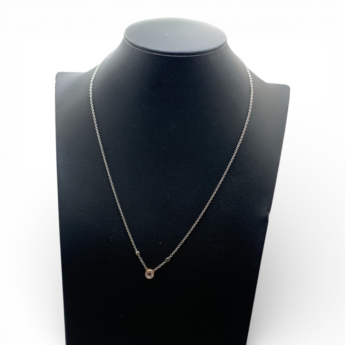 Sterling Silver Necklace With Clear Stone - 4