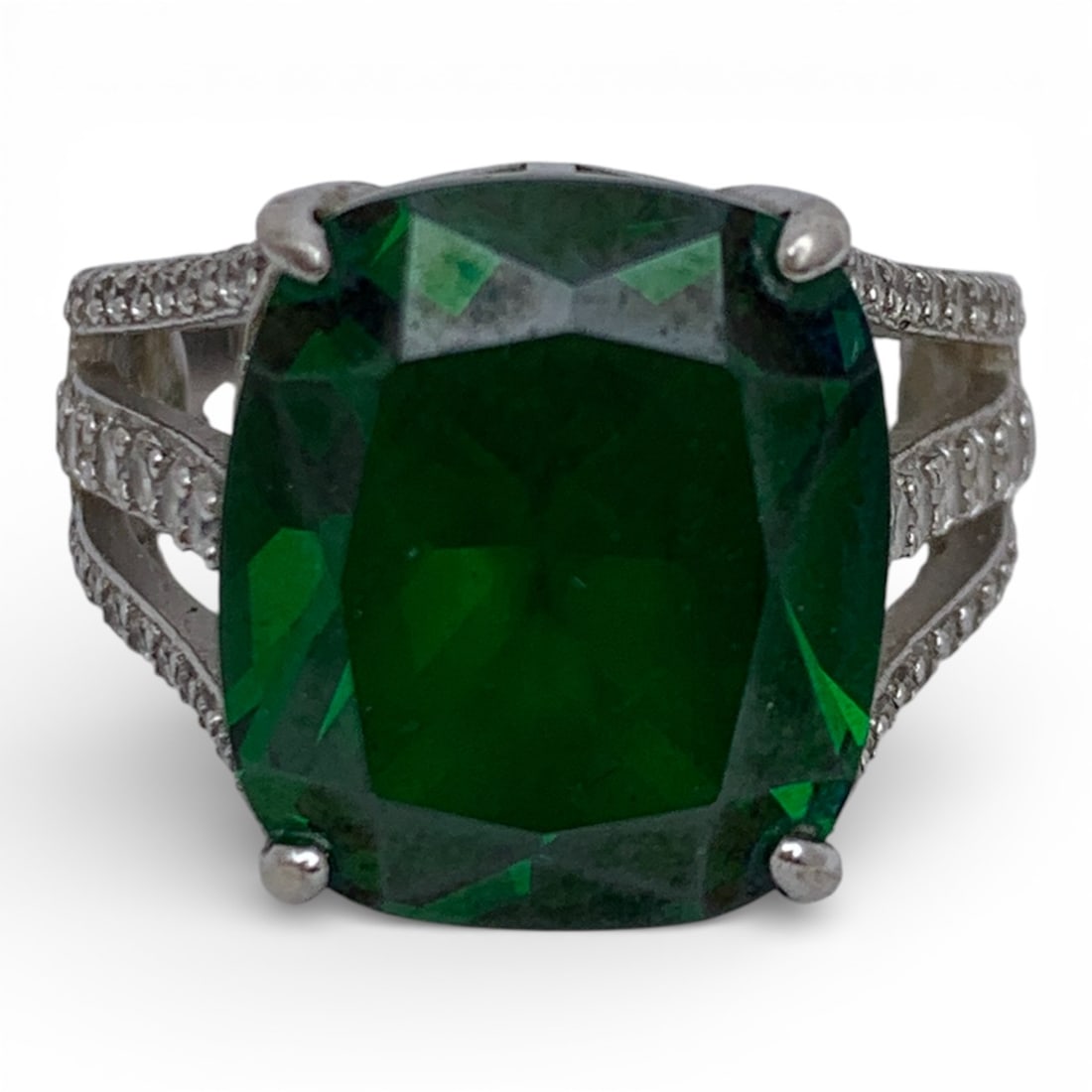 Sterling Silver Ring With Green & Clear Stones (1 of 20)