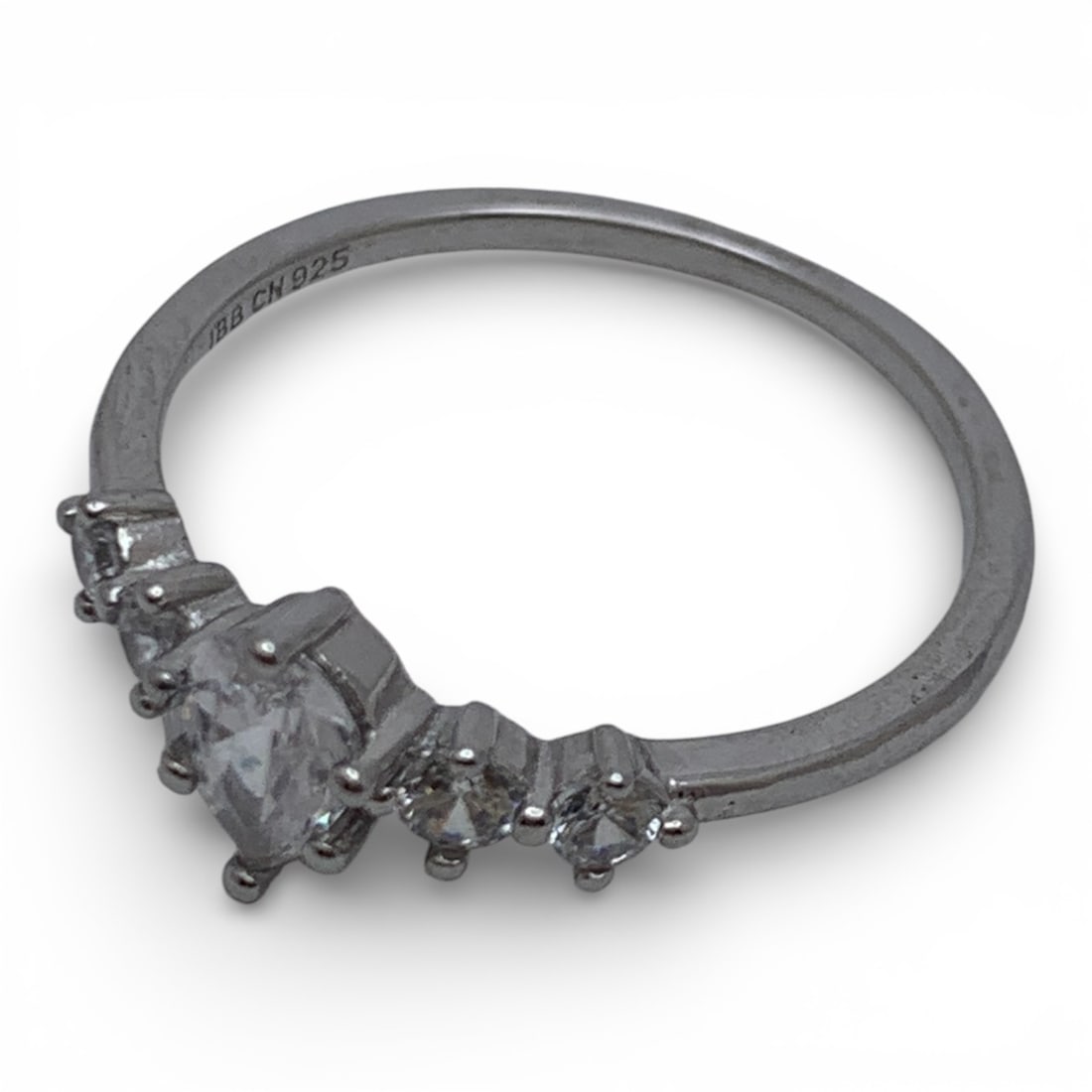 Sterling Silver Ring With Clear Stones - 13