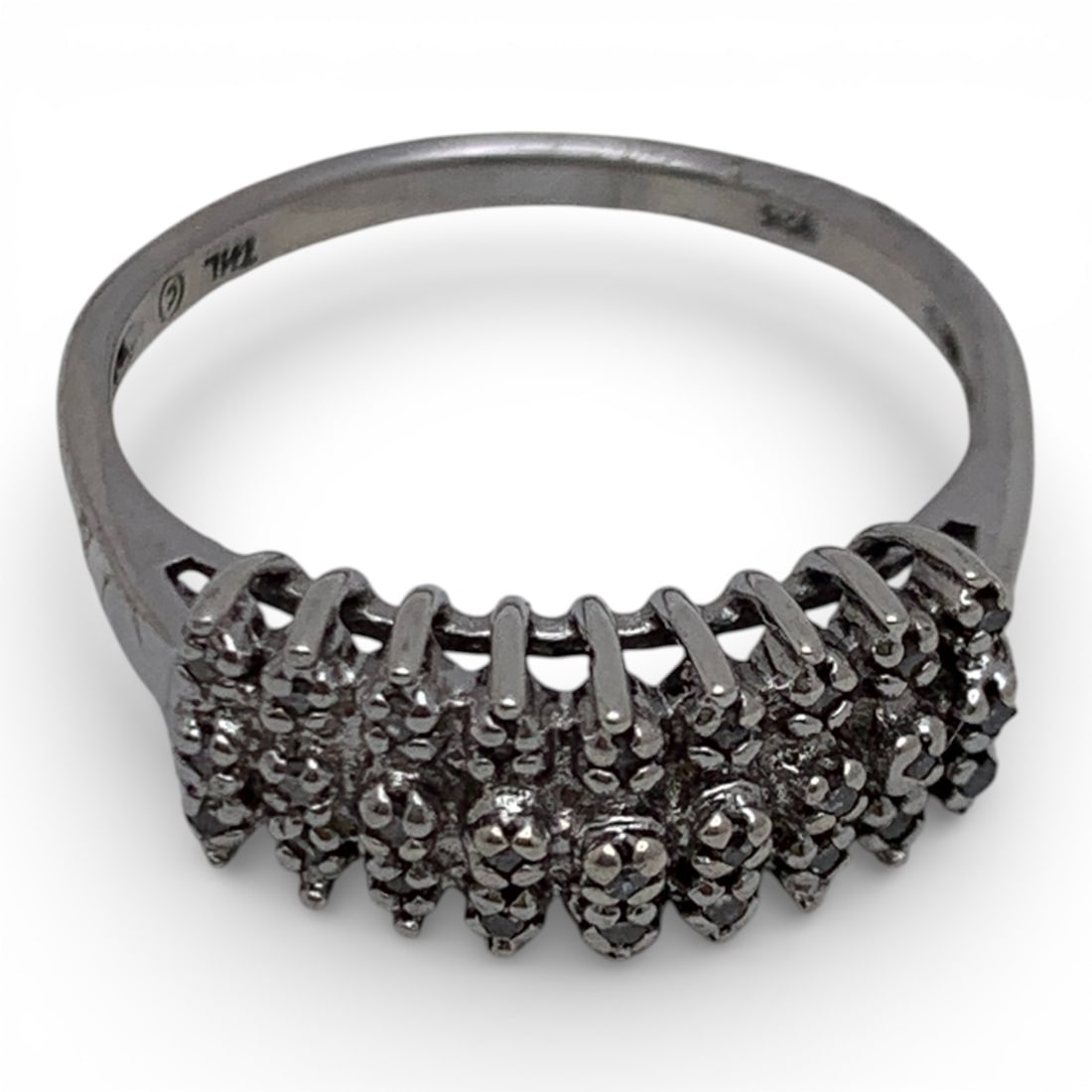 Sterling Silver Ring With Clear Stones - 5