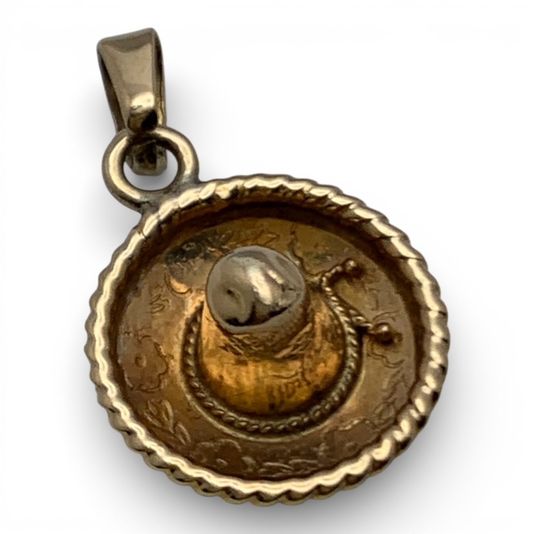 14k Yellow Gold Sombrero Pendant: Marked 14k - 7/8" Long - 1.0 DwtGemstones Tested With Presidium Gem Tester Il - Berners Does Not Guarantee Authenticity Of Gemstones