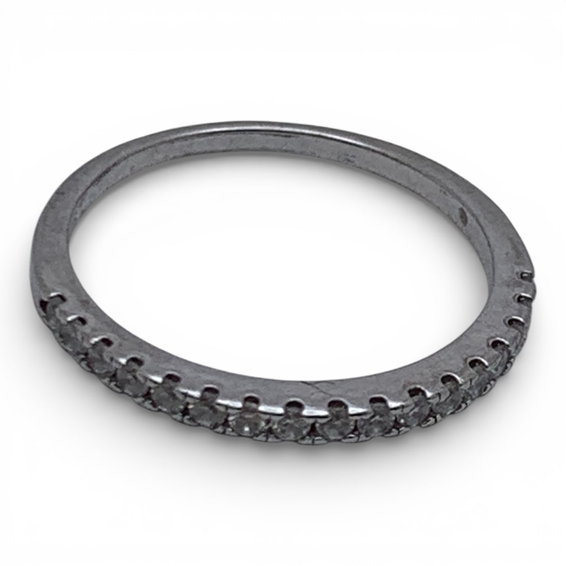 Sterling Silver Ring With Clear Stones - 4