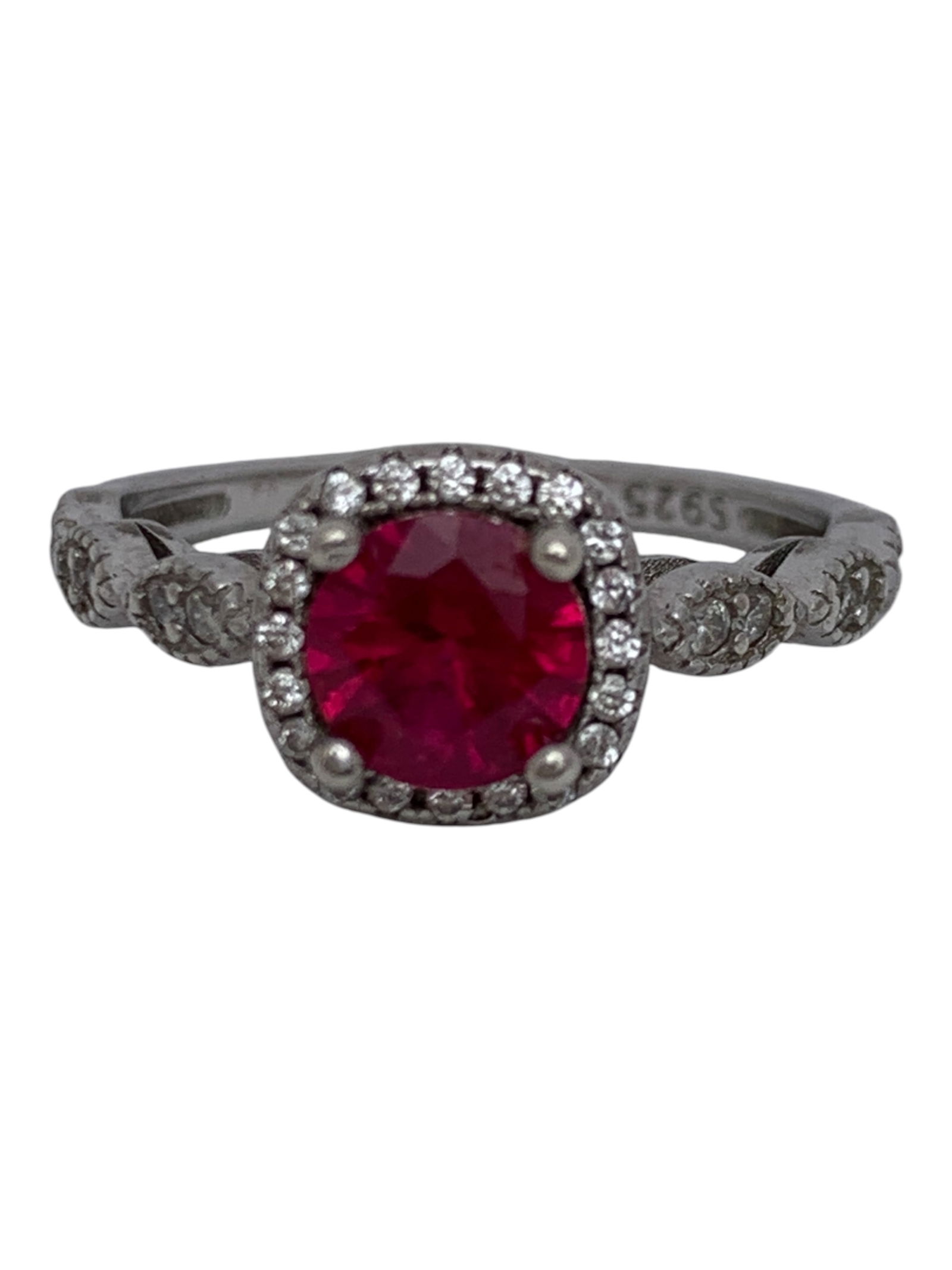 Sterling Silver Ring With Pink & Clear Stones: Marked 925 - Size 7 - 2.6 Grams