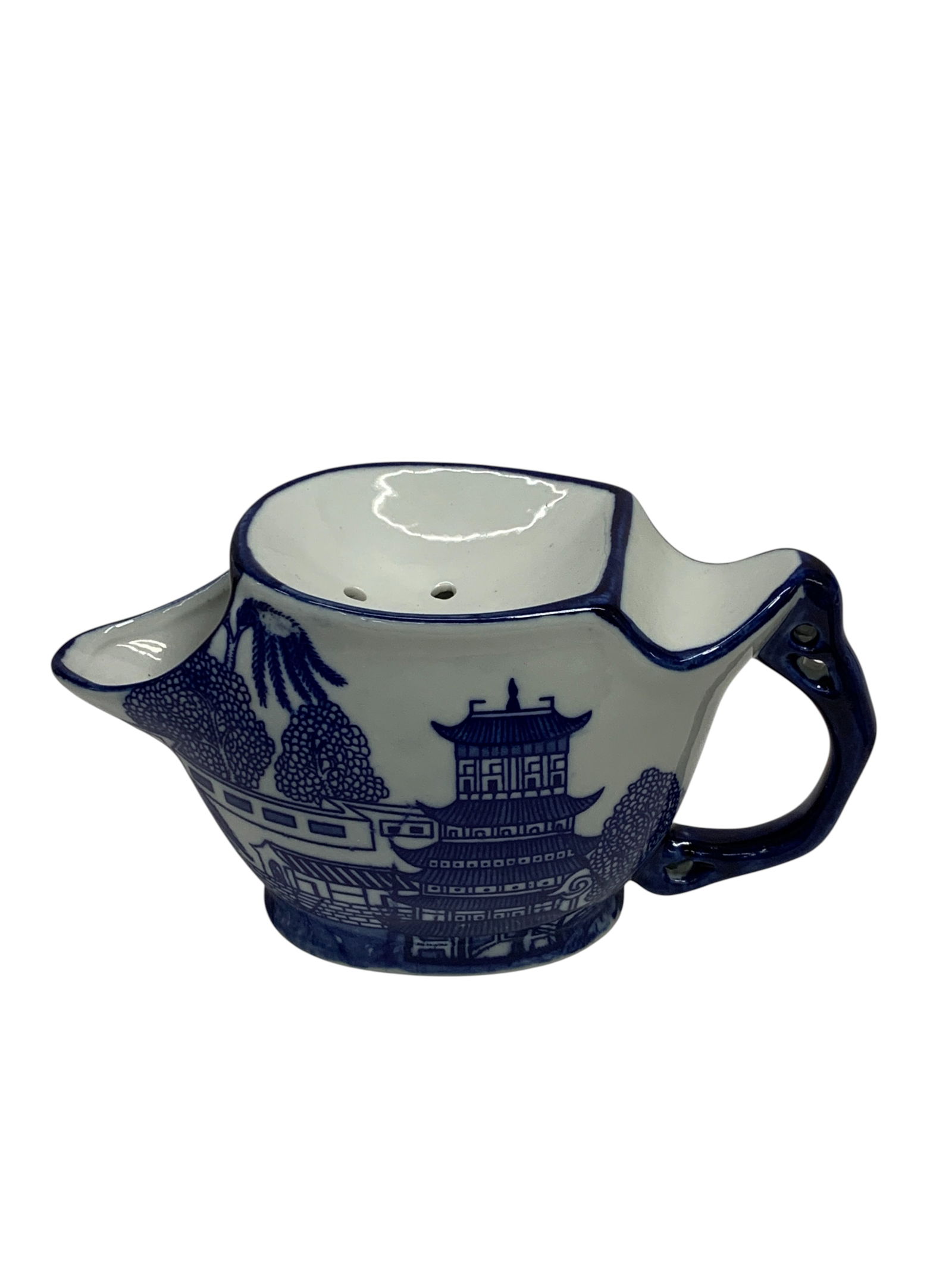 Vintage Victoria Flow Blue Ironstone Shaving Mug: 7 1/2" Long