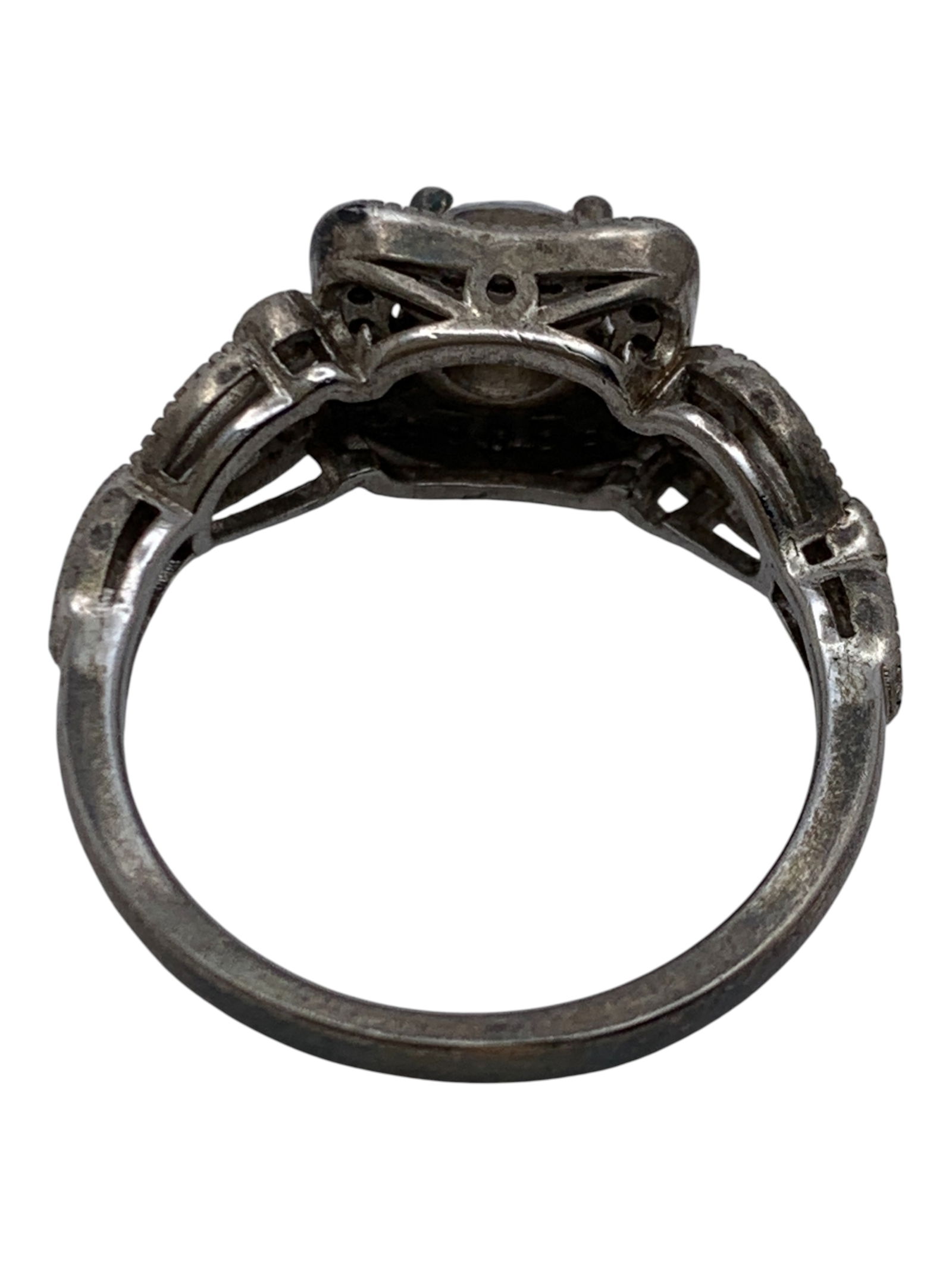 Sterling Silver Ring With Clear Stones - 2