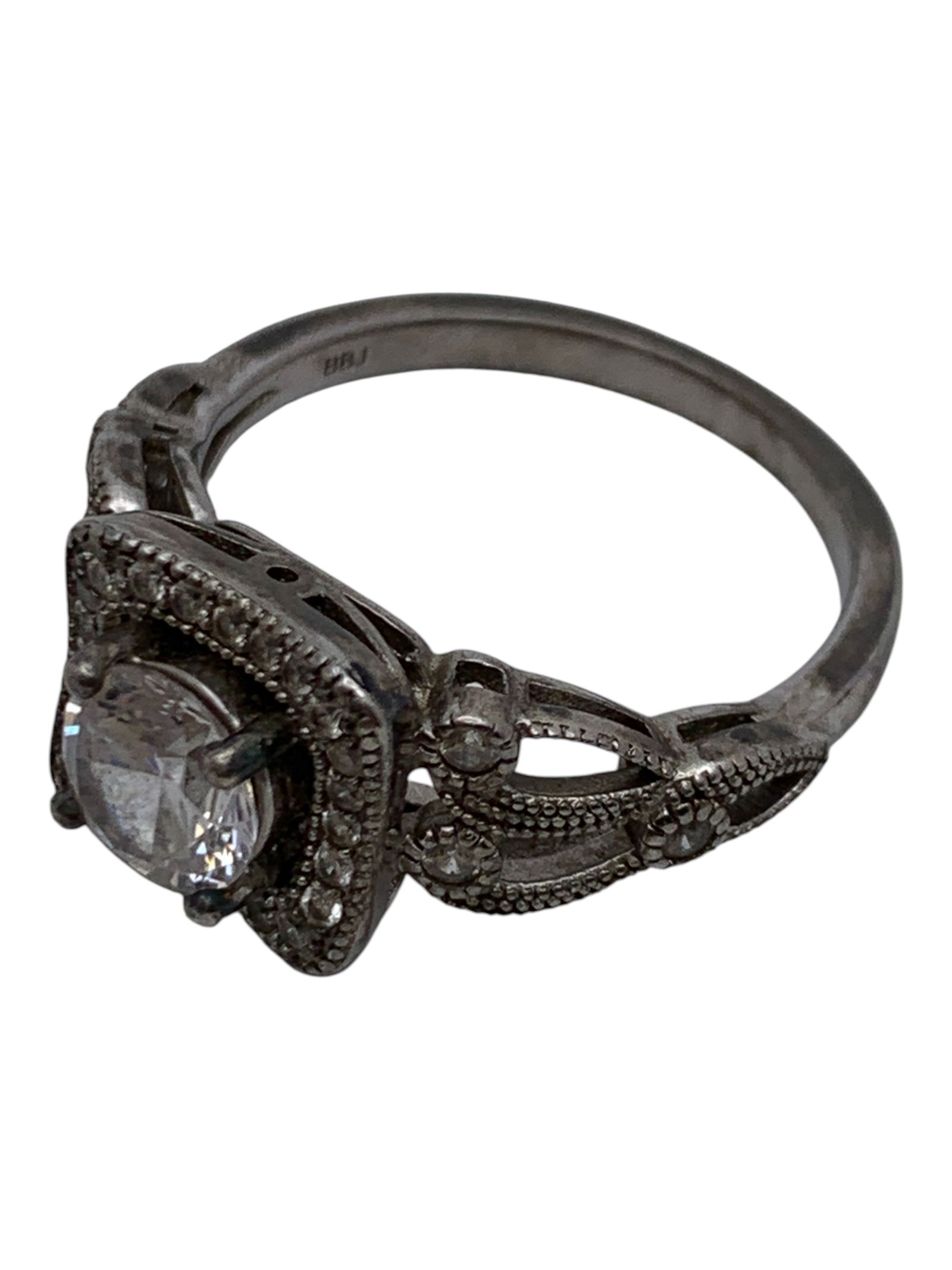 Sterling Silver Ring With Clear Stones - 3