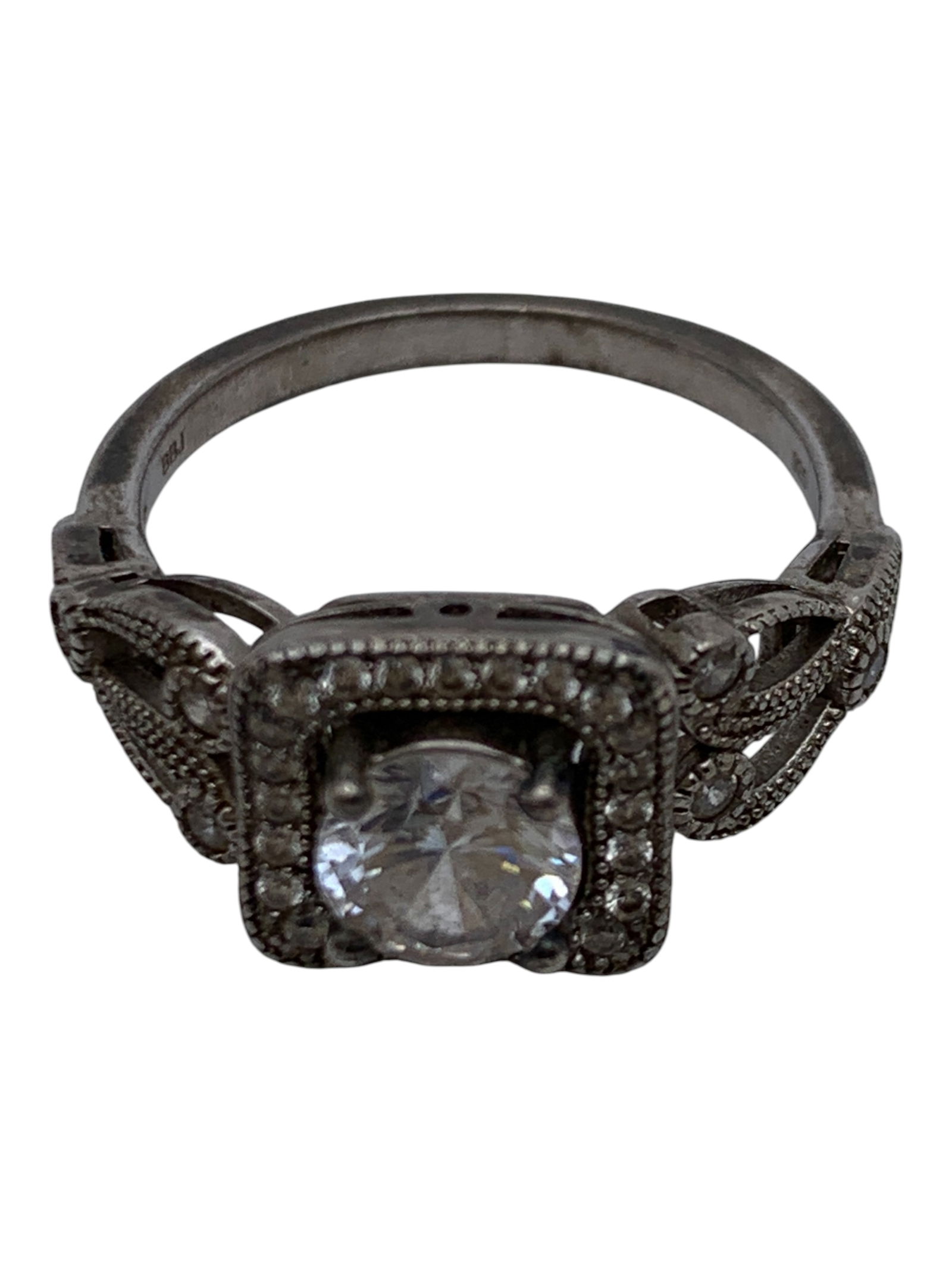 Sterling Silver Ring With Clear Stones - 5