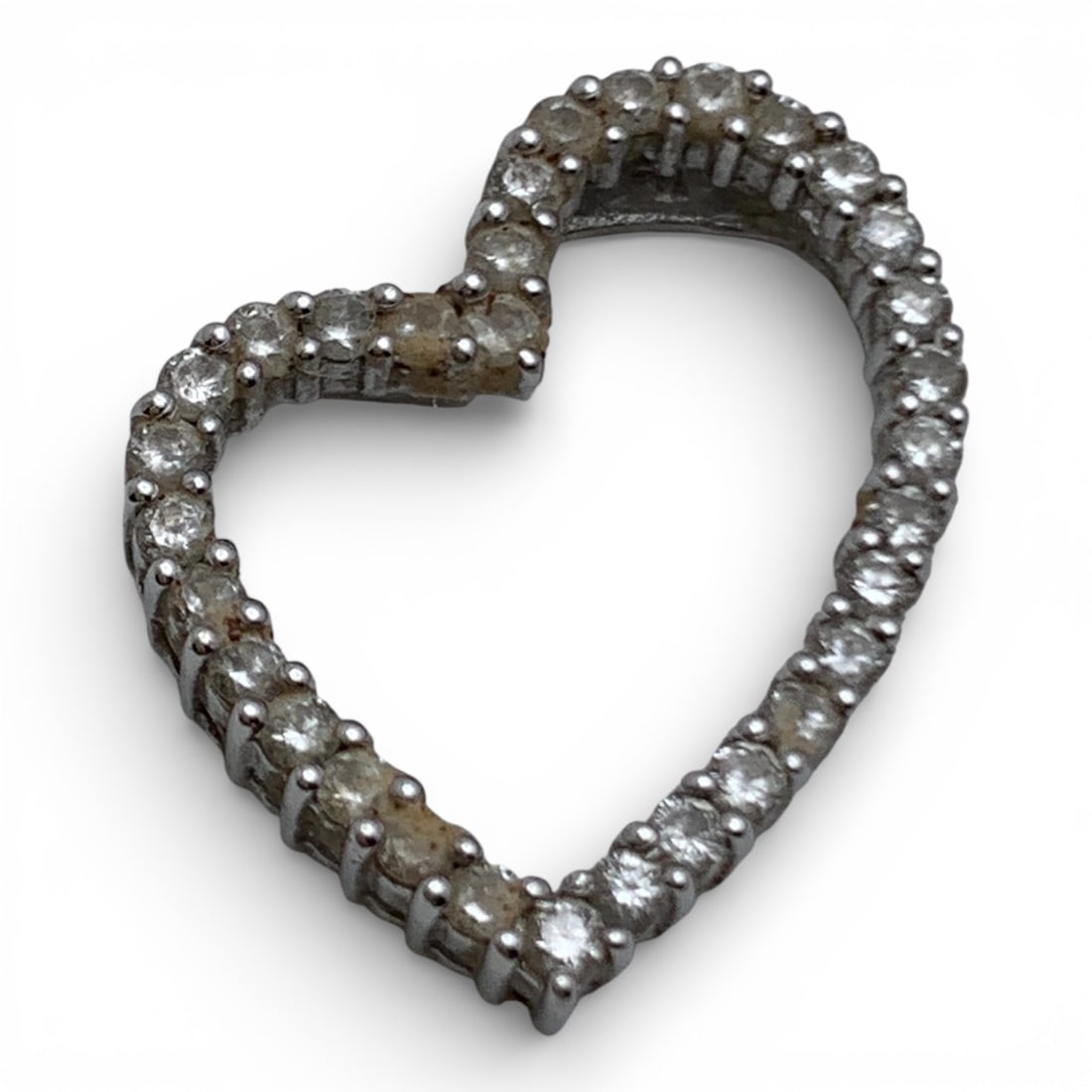 14k White Gold & Diamond Pendant: Marked 14k - 3/4" Long - 1.2 DwtGemstones Tested With Presidium Gem Tester Il - Berners Does Not Guarantee Authenticity Of Gemstones