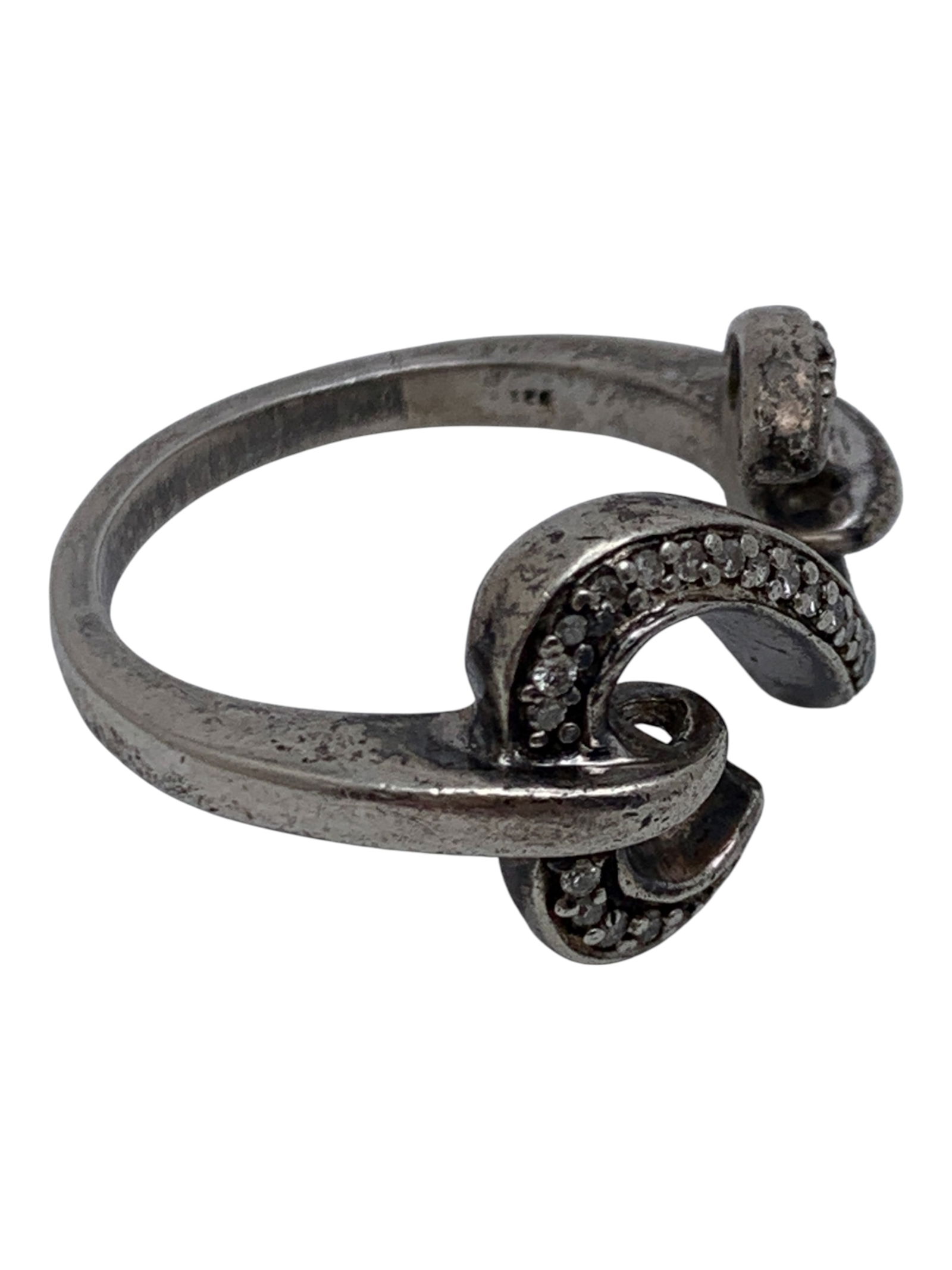 Sterling Silver Ring With Clear Stones - 4