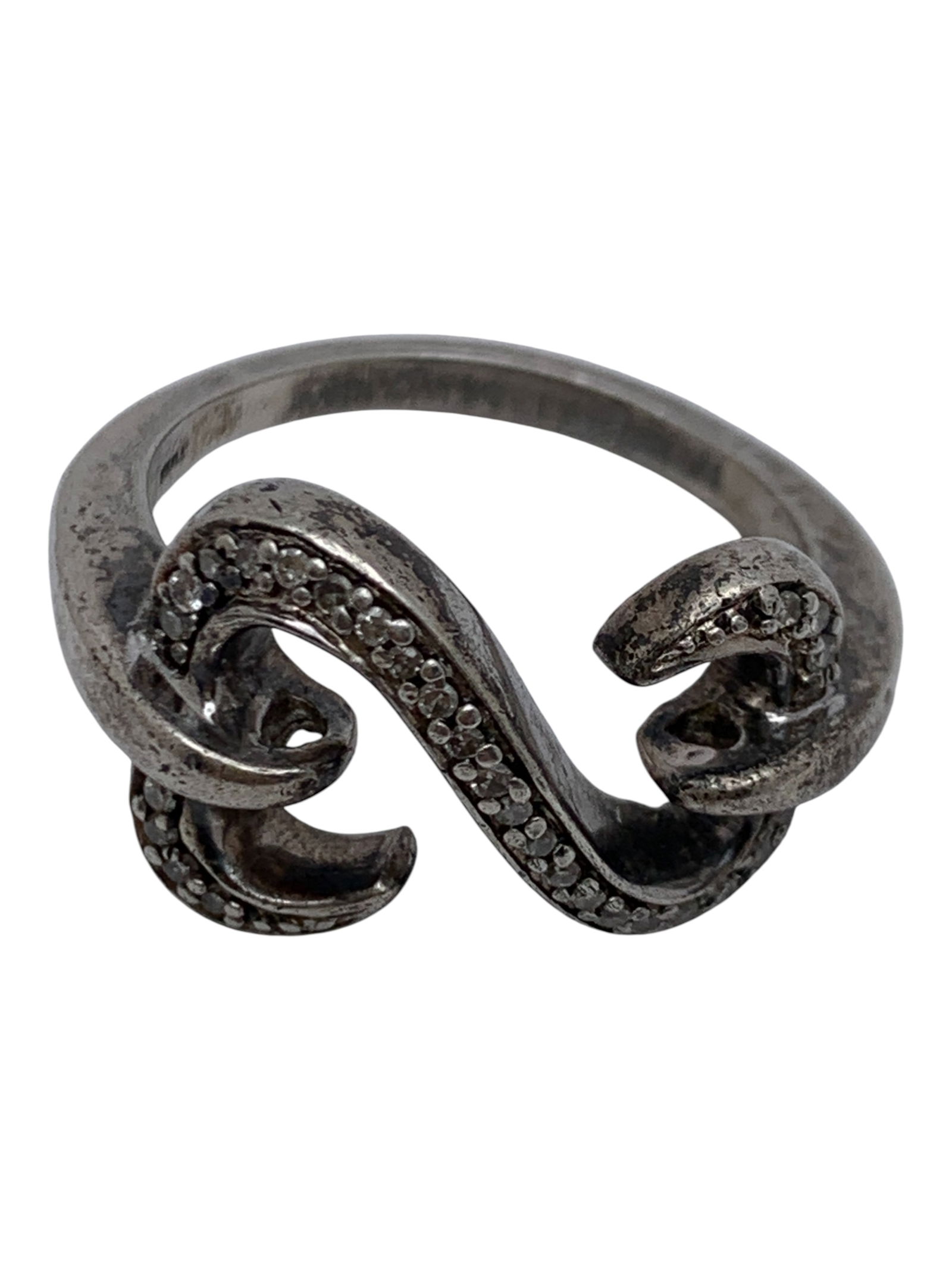 Sterling Silver Ring With Clear Stones - 5