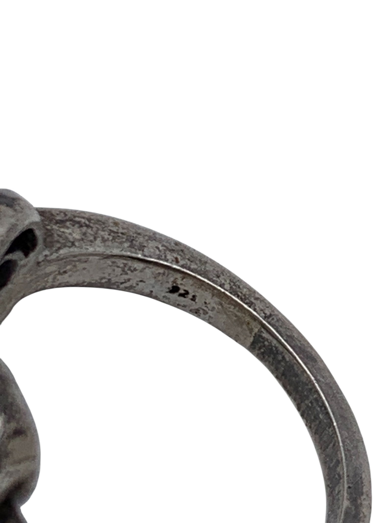 Sterling Silver Ring With Clear Stones - 6