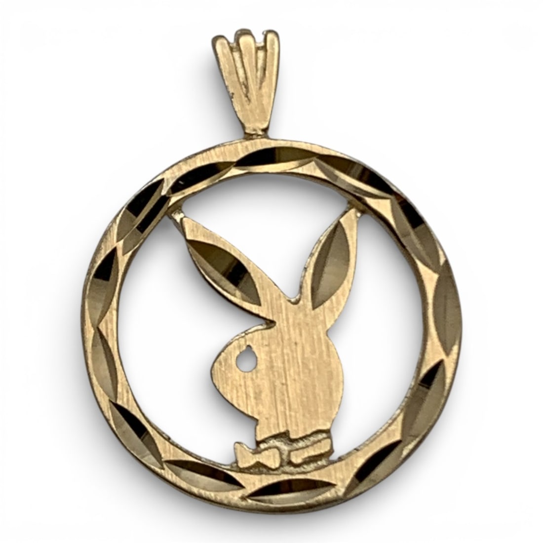 14k Yellow Gold Playboy Bunny Pendant: Marked 14k - 3/4" Long - 0.5 DwtGemstones Tested With Presidium Gem Tester Il - Berners Does Not Guarantee Authenticity Of Gemstones