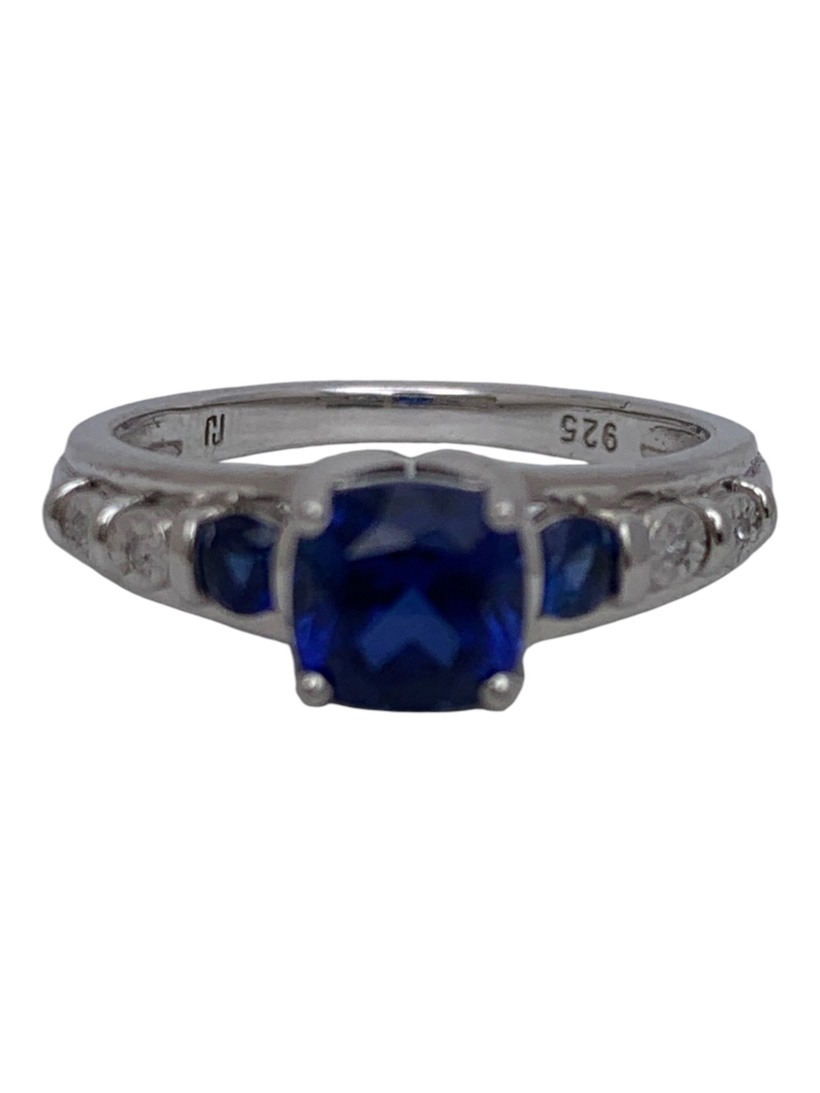 Sterling Silver Ring With Blue & Clear Stones (1 of 6)