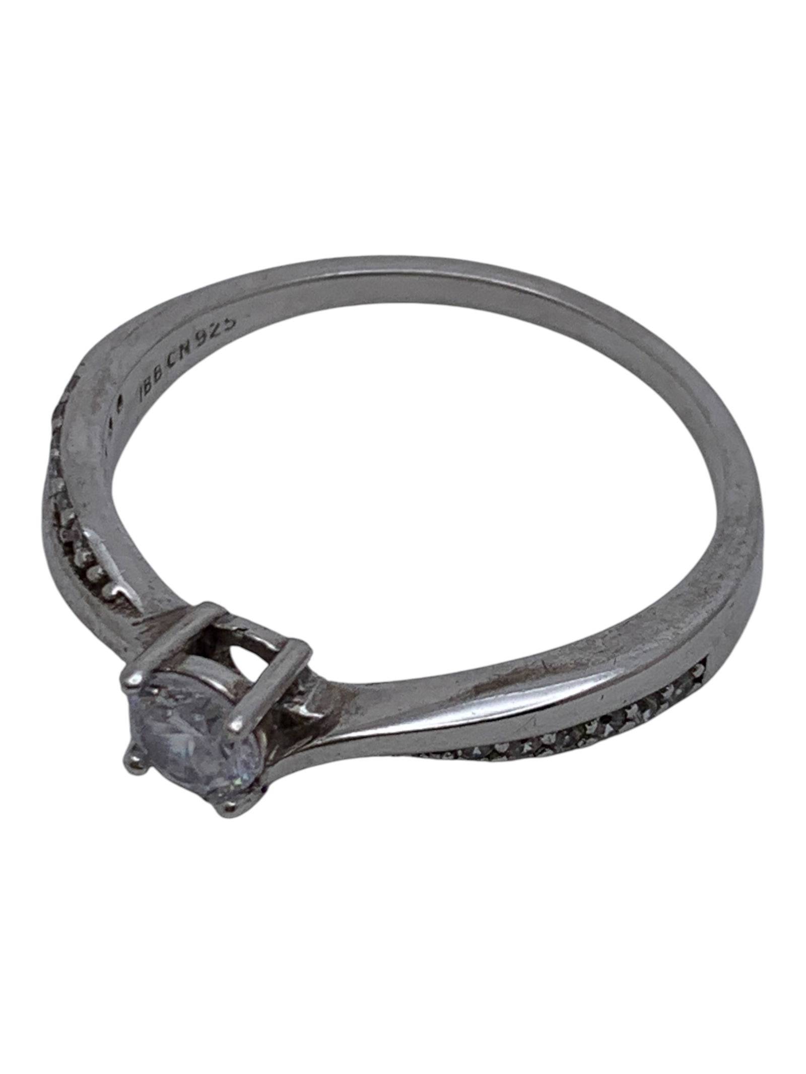 Sterling Silver Ring With Clear Stones - 3