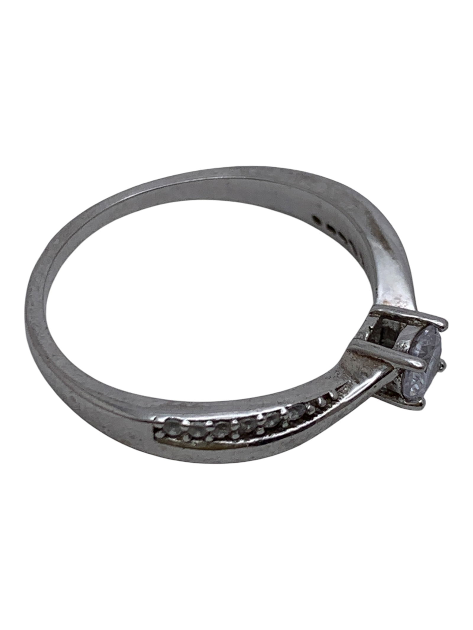 Sterling Silver Ring With Clear Stones - 4